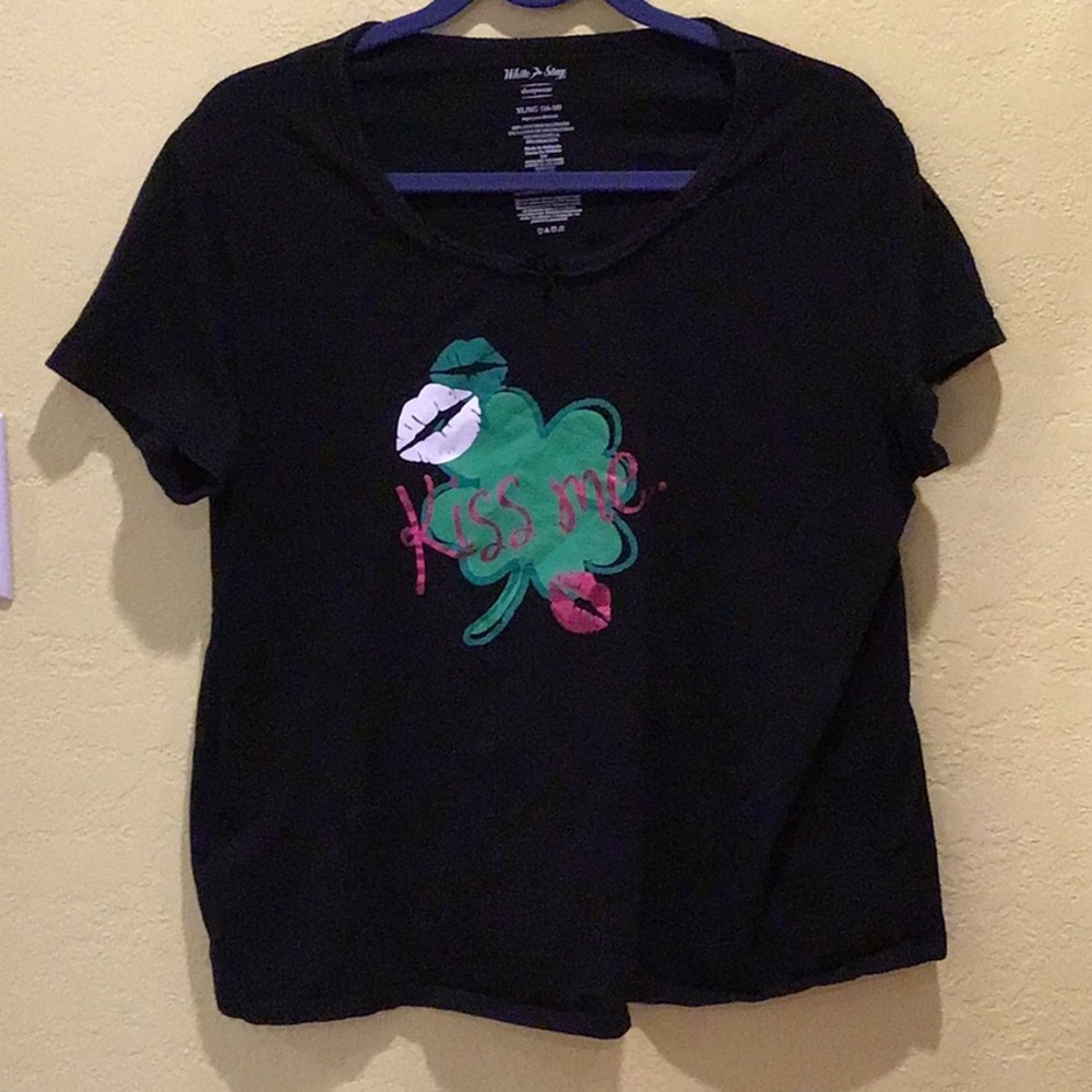 White Stag Sleepwear Four Leaf Clover Pajama Shirt Kiss me Women’s XL